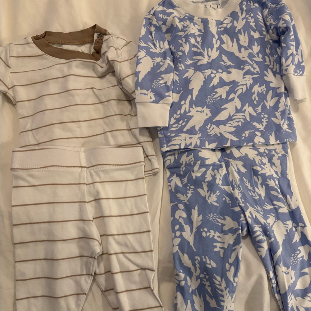 LAKE Blue and White Kids Pajama Set x2